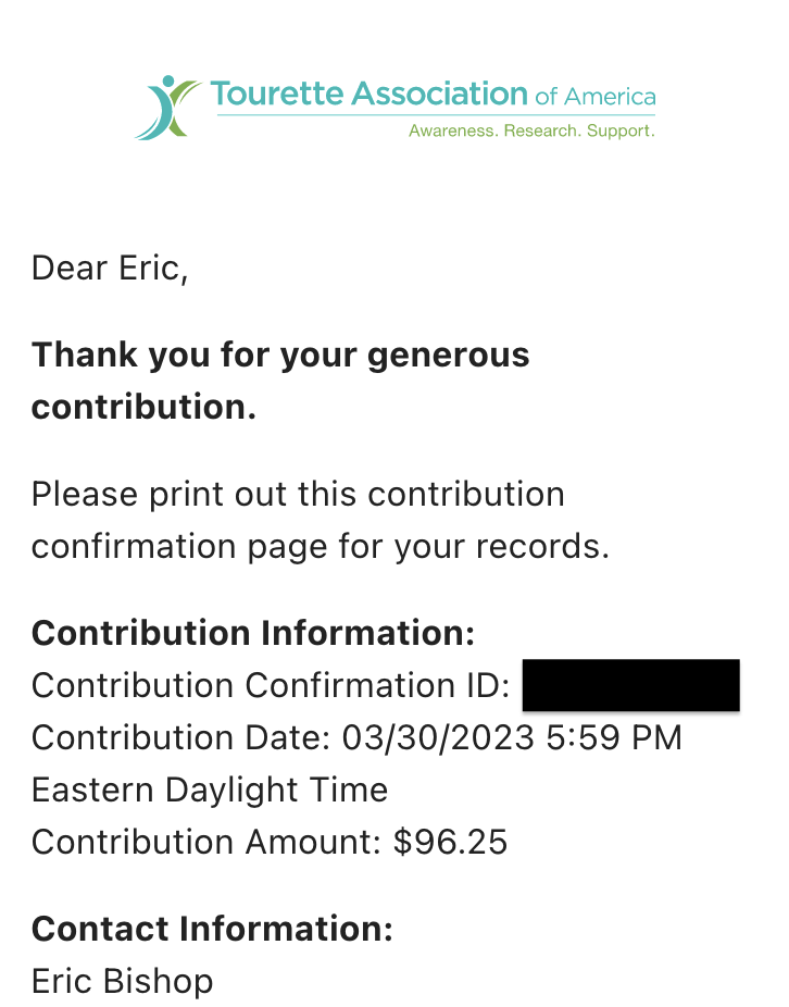 Donation 3/22: $96.25